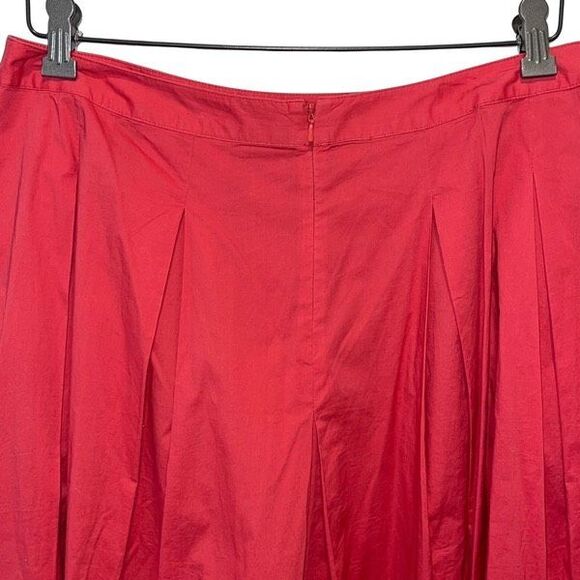Talbots Pleated A-Line Skirt Cotton Pockets Coral Red Size‎ 10 - Picture 4 of 8